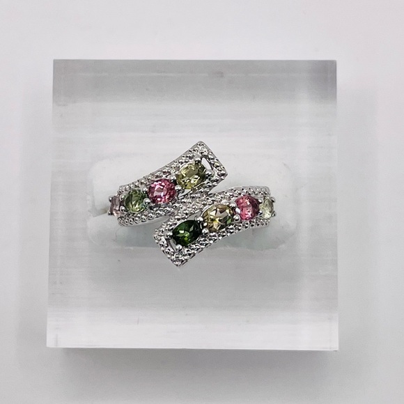 1.00 CT Natural Tourmaline Oval Cut Silver Ring - Picture 3 of 8